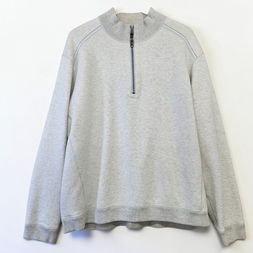 Tommy Bahama Flipshore Reversible Quarter Zip Pullover Mens Large Gray Mock Neck